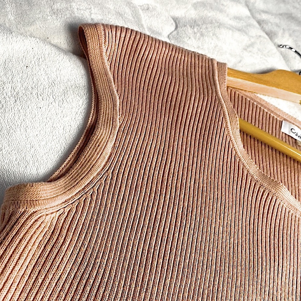 Calvin Klein Pale Pink Sleeveless Ribbed Cotton Top XL